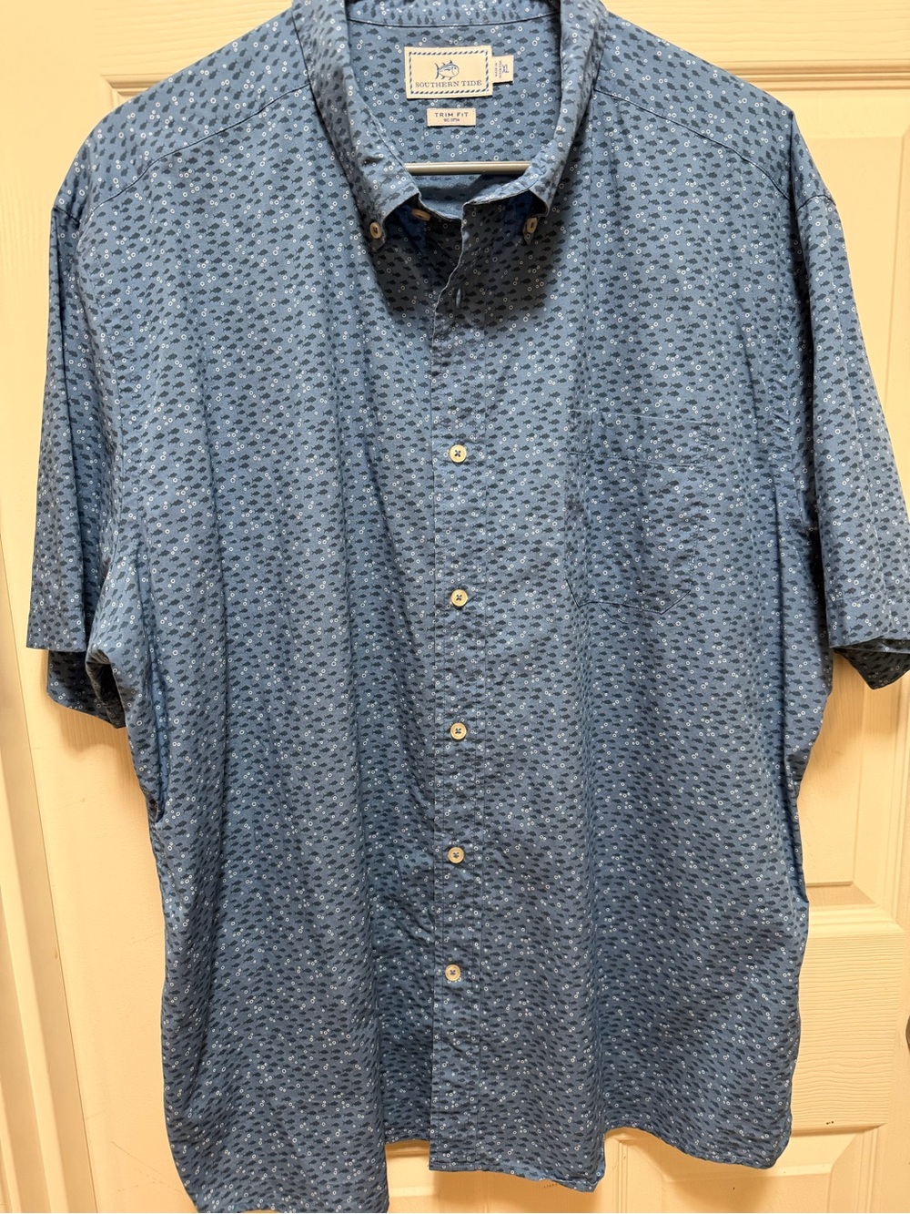 Southern Tide Chambray Blue Short-Sleeve Button-Down Shirt